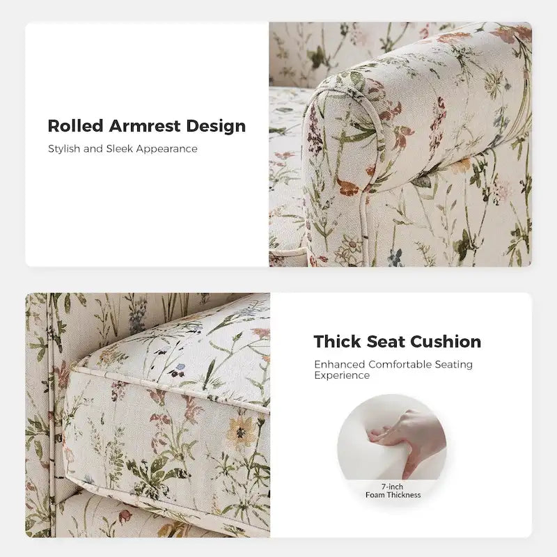 Fauteuil à bascule pivotant Georg en tissu confortable à motif floral avec accoudoirs arrondis par HULALA HOME