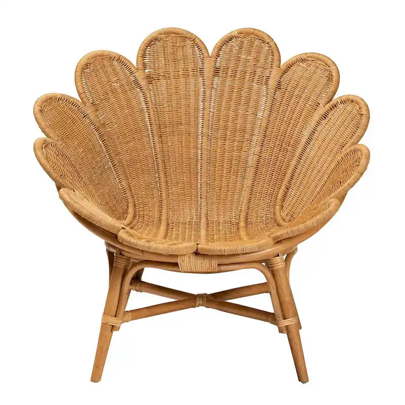 Fauteuil d'appoint fleur Blossom en rotin bohème miel