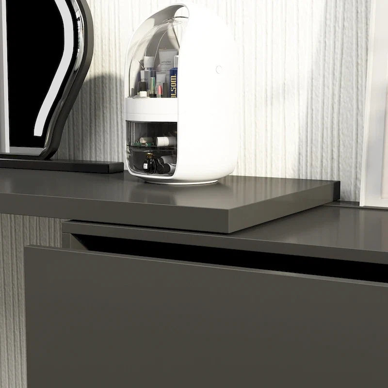 Commode pivotante 32,7H et bureau coiffeuse 6 tiroirs Blanc/Noir