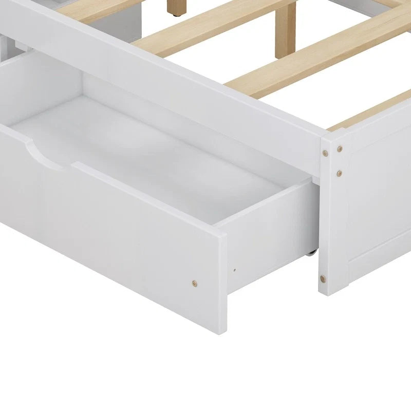 Cadre de lit avec 4 tiroirs de rangement portables sous le lit
