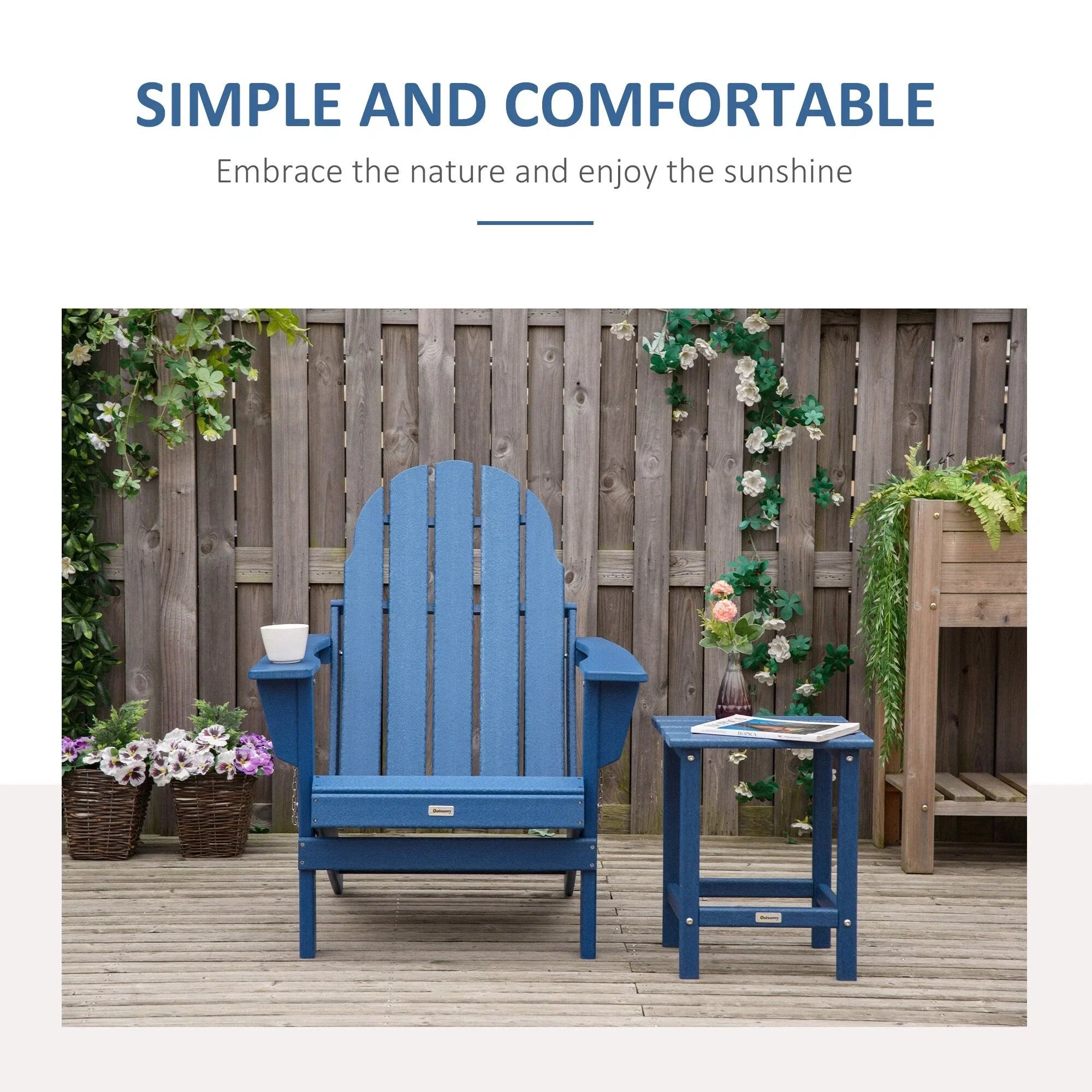 Chaise Adirondack pliante, chaises longues de plage en plastique HDPE toutes saisons pour terrasse et mobilier de jardin