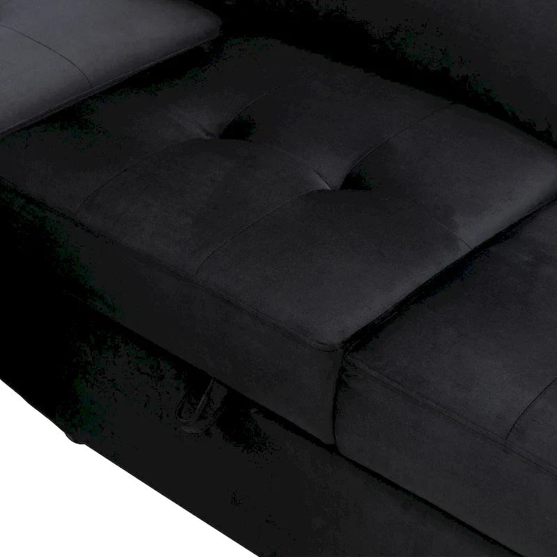 Canapé d'angle convertible 5 places en L 84,75 po avec pouf de rangement, rangement de bras dissimulé et chargement USB pour salon