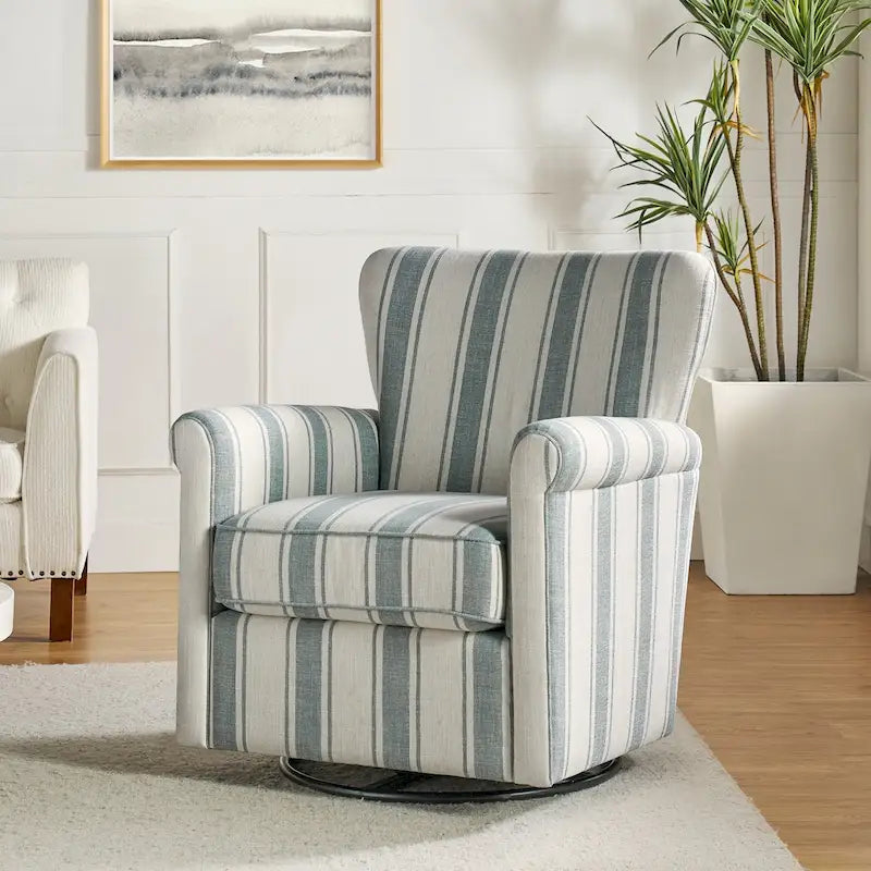 Fauteuil à bascule pivotant Georg en tissu confortable à motif floral avec accoudoirs arrondis par HULALA HOME