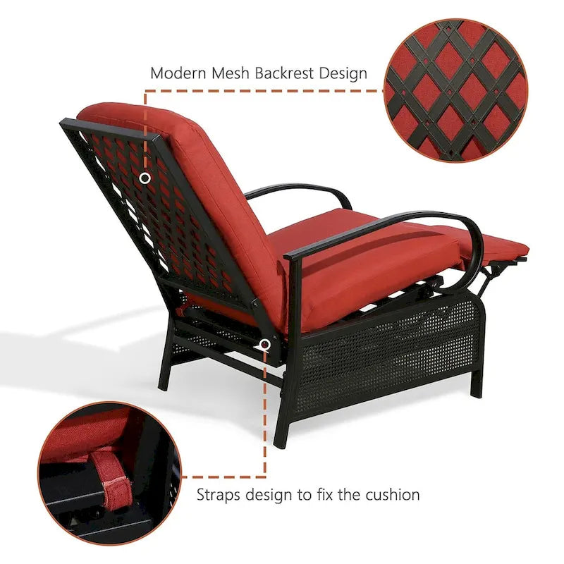 Fauteuil inclinable de salon réglable avec coussin – 38 (P) x 26,5 (L) x 38,5 (H) pouces