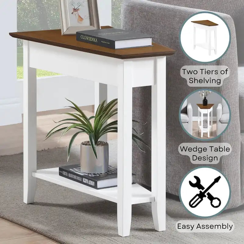 Table d'appoint d'angle American Heritage avec étagère de Convenience Concepts