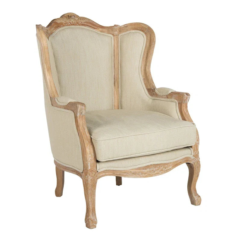 Fauteuil à oreilles Kali Oak en lin naturel - 34Lx34Px40H