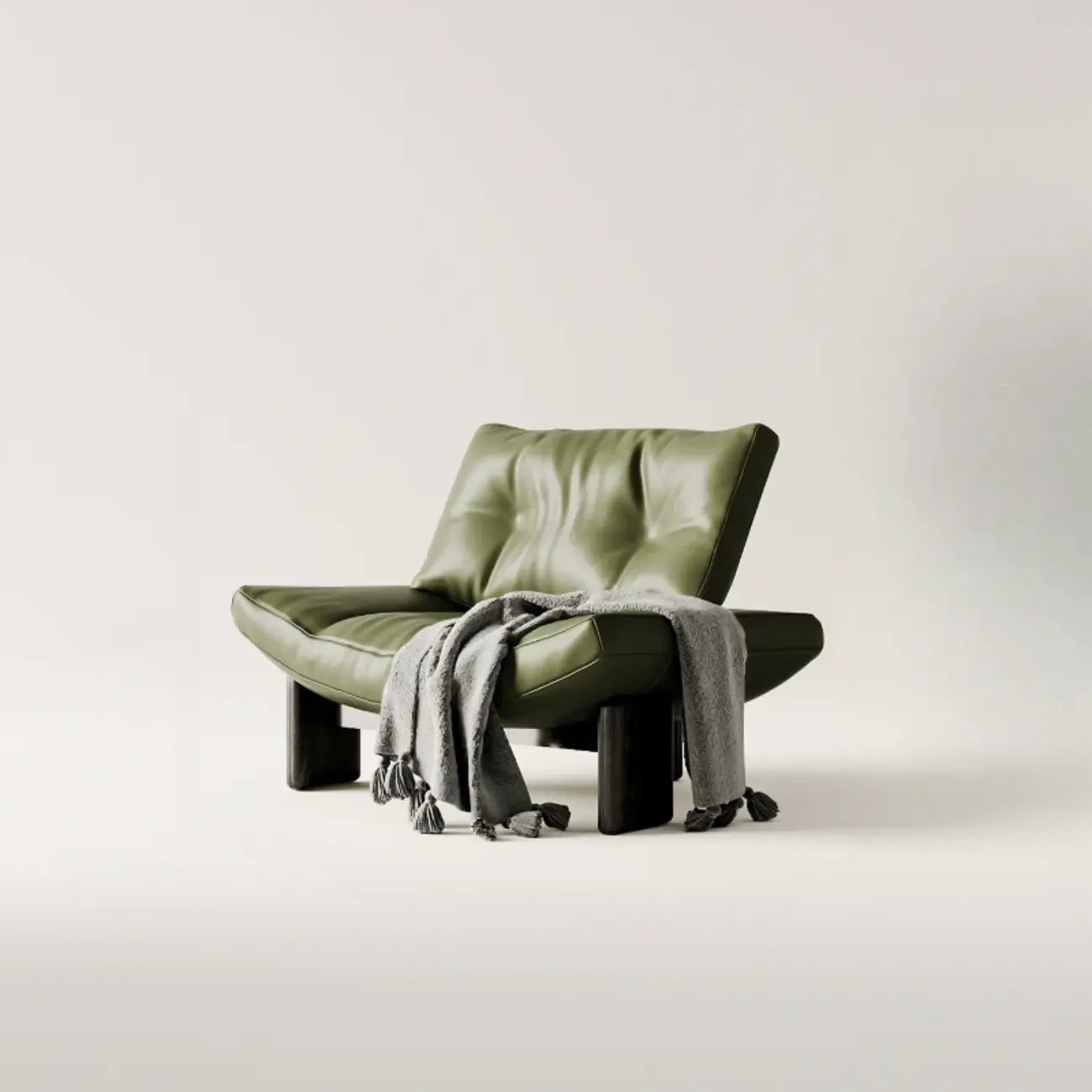 Fauteuil d'appoint contemporain en chenille noire capitonnée sans accoudoirs