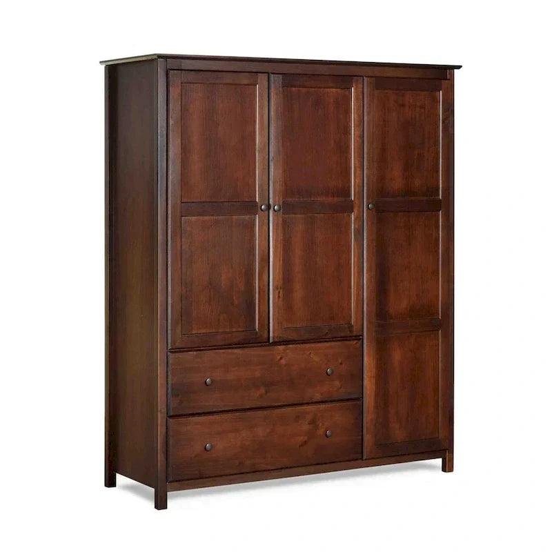 Grain Wood Furniture Armoire Shaker en bois à 3 portes - 60x72x22