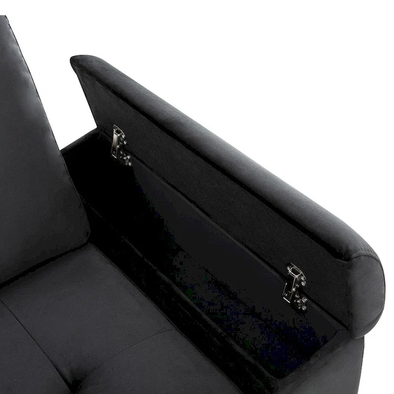 Canapé d'angle convertible 5 places en L 84,75 po avec pouf de rangement, rangement de bras dissimulé et chargement USB pour salon