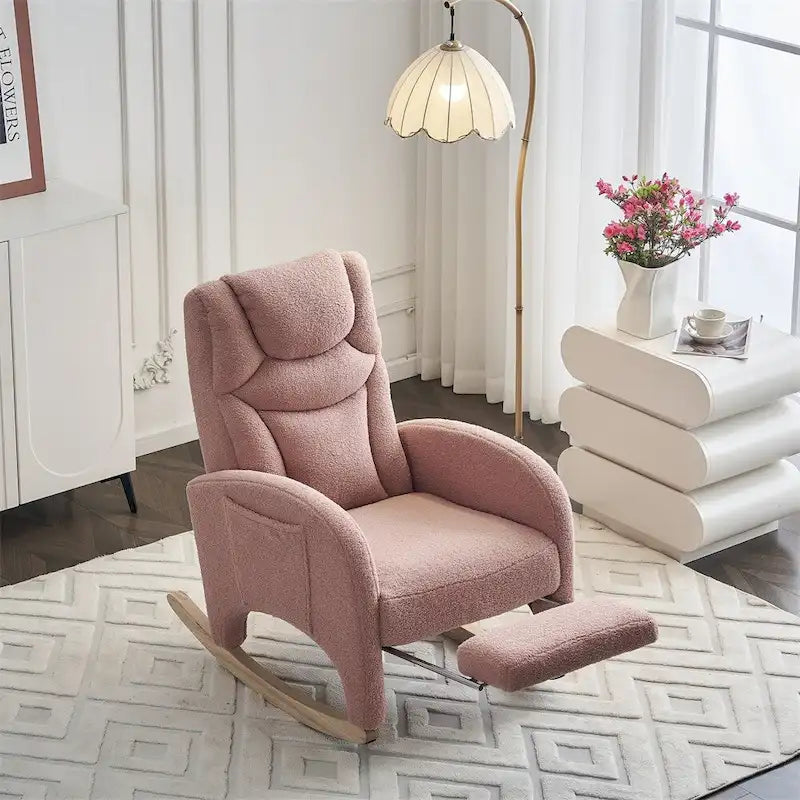 Fauteuil à bascule de puériculture ergonomique en tissu avec repose-pieds réglable