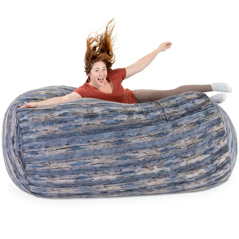 Grand canapé pouf de 7 pieds pour adultes - Luxe fausse fourrure