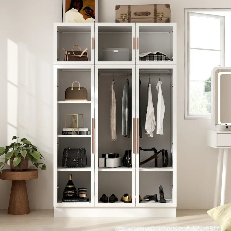 47,2 Grande Armoire LED Lumineuse Placard à Portes en Verre Entièrement en Verre