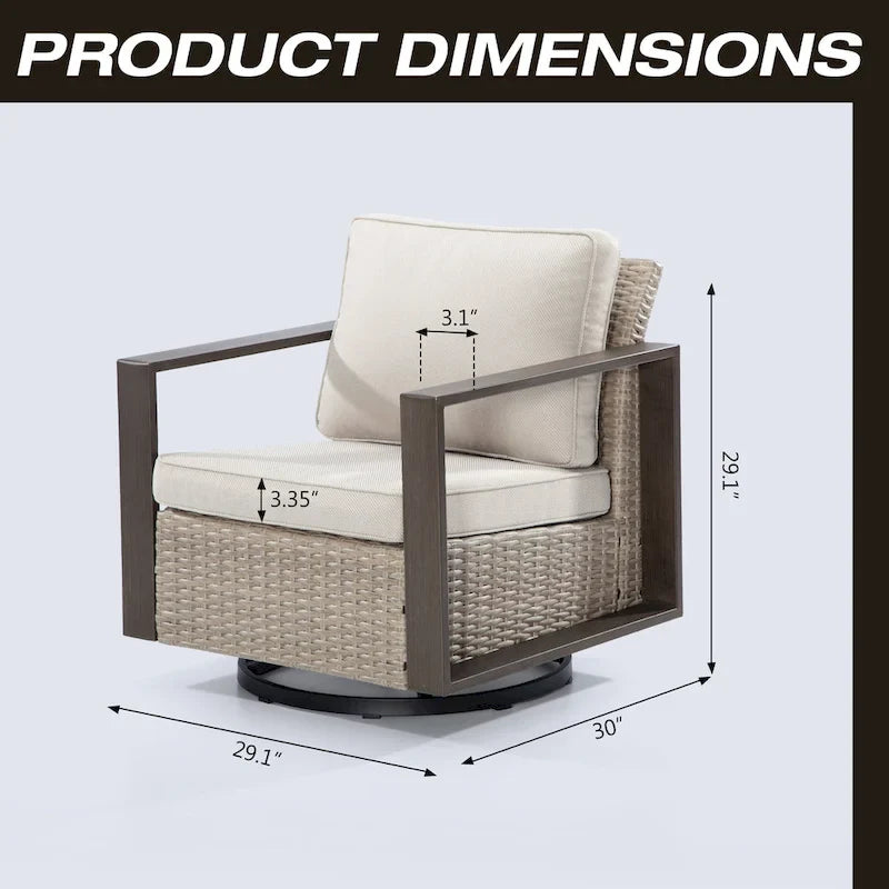 Fauteuil à bascule d'extérieur Cozywor en osier 2 pièces avec structure métallique et coussins