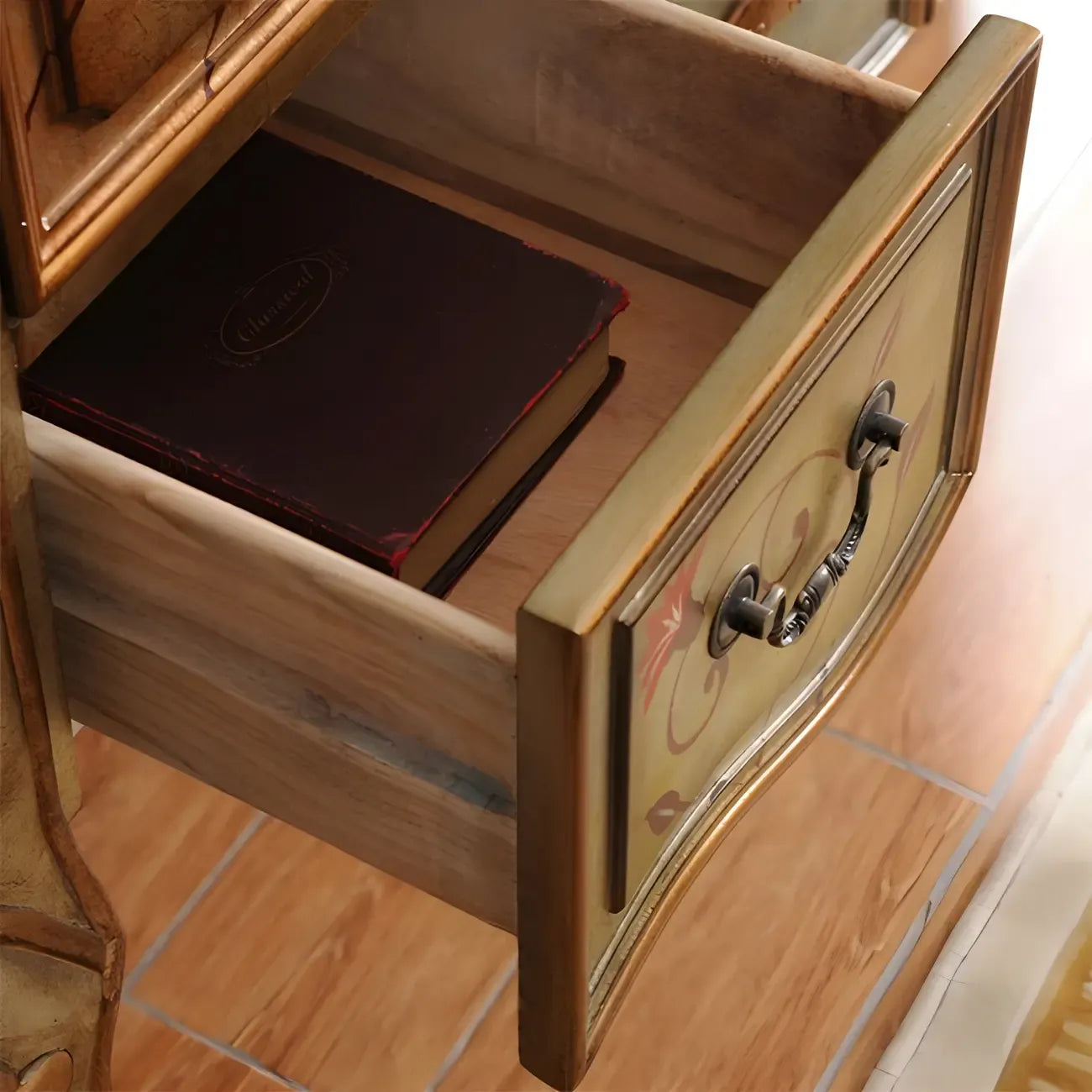 Console de rangement en bois de café avec tiroirs