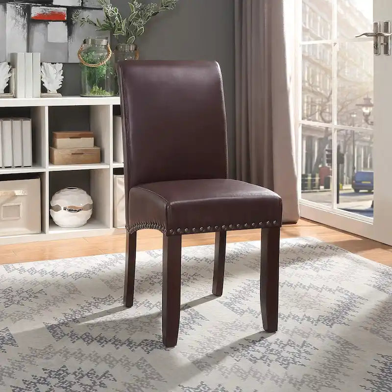 Chaise Parsons Copper Grove Five Bridge Eco en similicuir avec clous