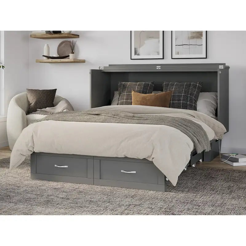 Lit escamotable coffre Chelsea Queen avec matelas