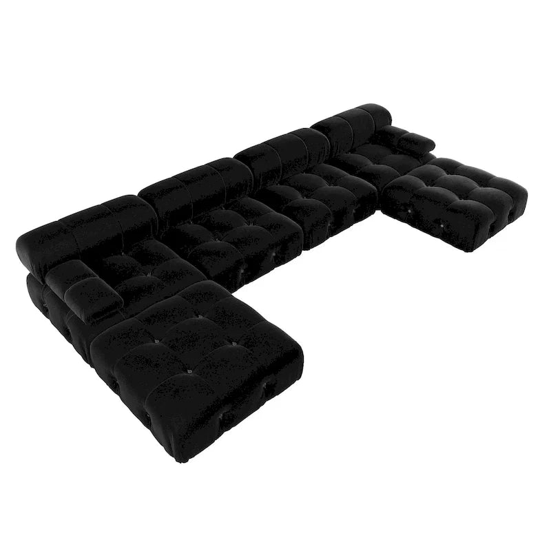 Canapé d'angle modulable noir en velours