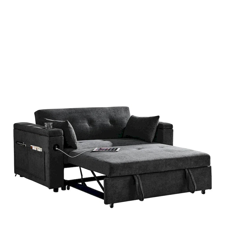 Canapé convertible 54 pouces avec lit gigogne, double assise, fonction relax