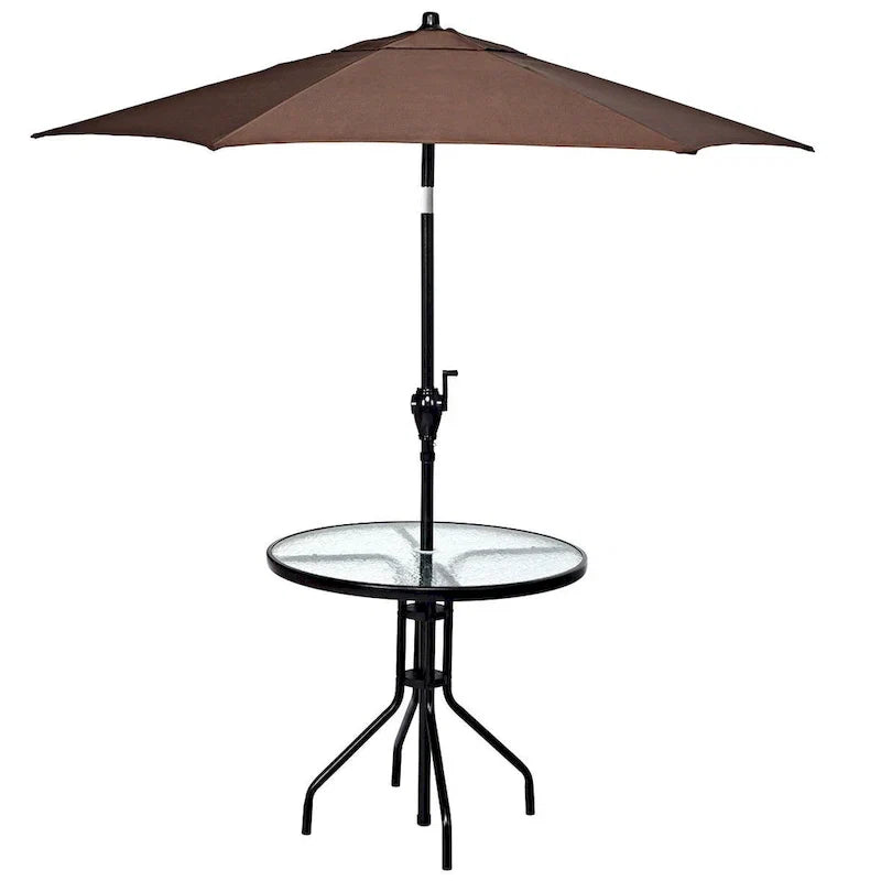 Table ronde de jardin Costway 32 avec plateau en verre trempé