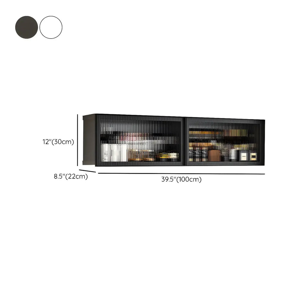 Vaisselier de cuisine en verre mural flottant en métal gris
