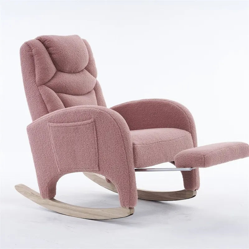 Fauteuil à bascule de puériculture ergonomique en tissu avec repose-pieds réglable