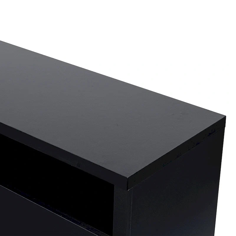 Meuble TV de cheminée électrique RVB moderne noir de 68 pouces pour téléviseurs jusqu'à 72 pouces