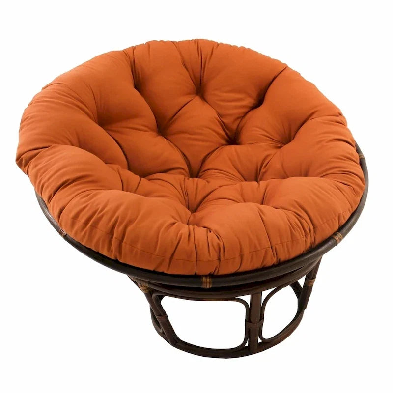 Fauteuil Papasan en rotin de 42 pouces avec coussin en sergé