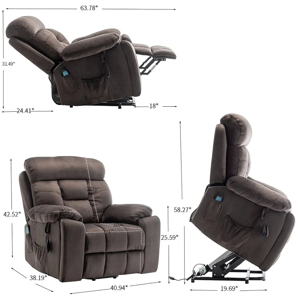 Fauteuil inclinable électrique releveur de massage chauffant