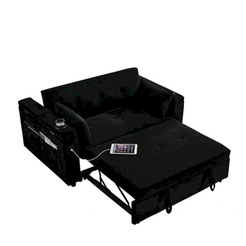Canapé convertible 54 pouces avec lit gigogne, double assise, fonction relax