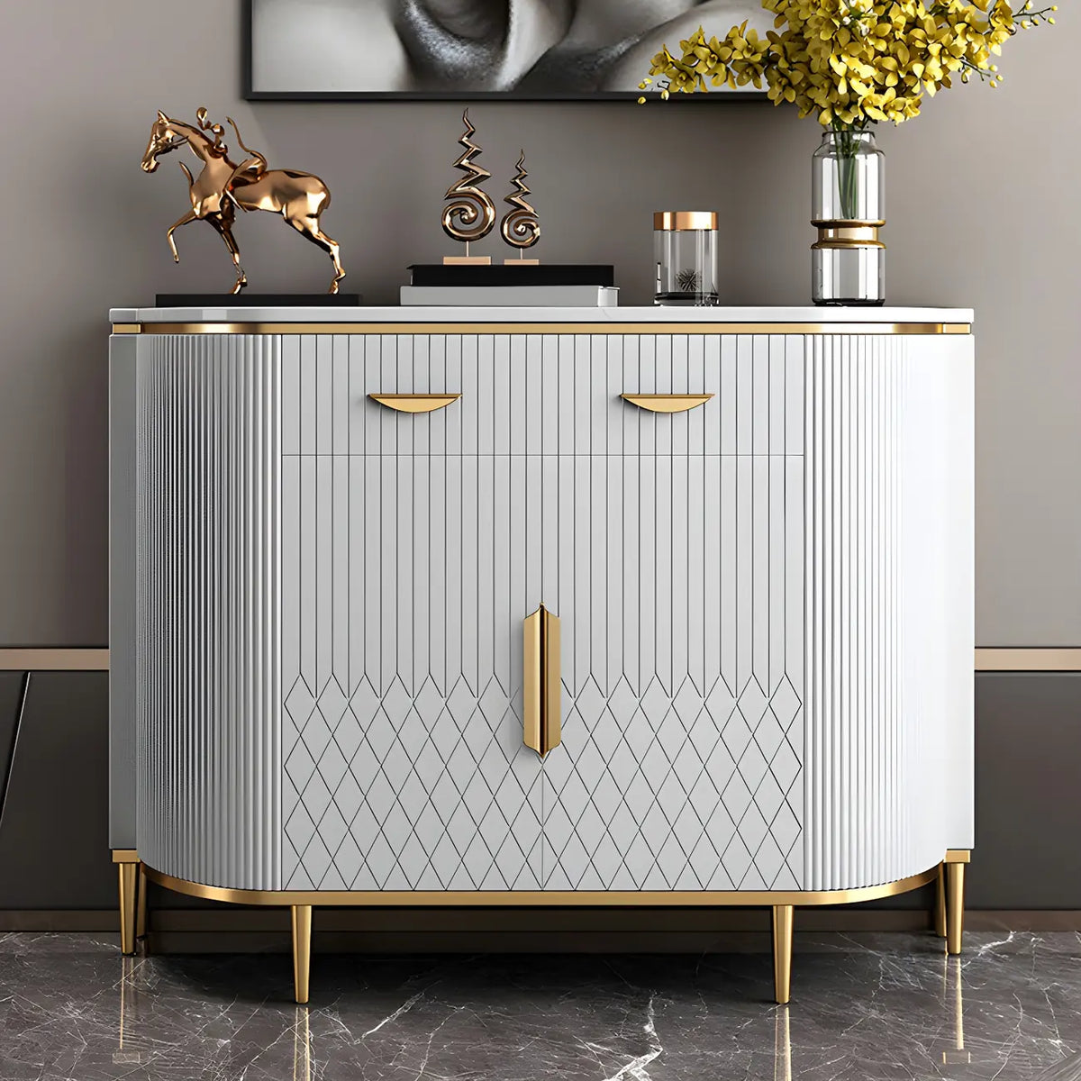 Buffet Glam Marble gris avec rangement