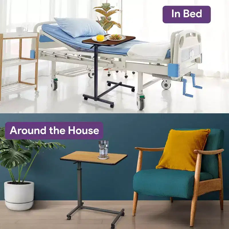 ProHeal Rolling Medical Overbed Table with Wheels and Adjustable Height for Hospital and Home Use