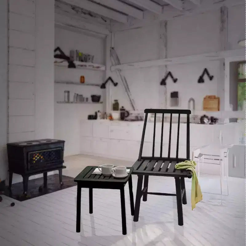 250 Pound Capacity Robust Classic Design Farmhouse Armless Indonesian Hardwood Chair for Indoor or Outdoor Use, Black