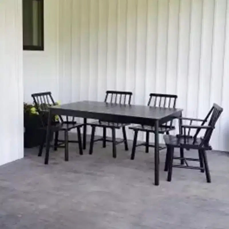 250 Pound Capacity Robust Classic Design Farmhouse Armless Indonesian Hardwood Chair for Indoor or Outdoor Use, Black