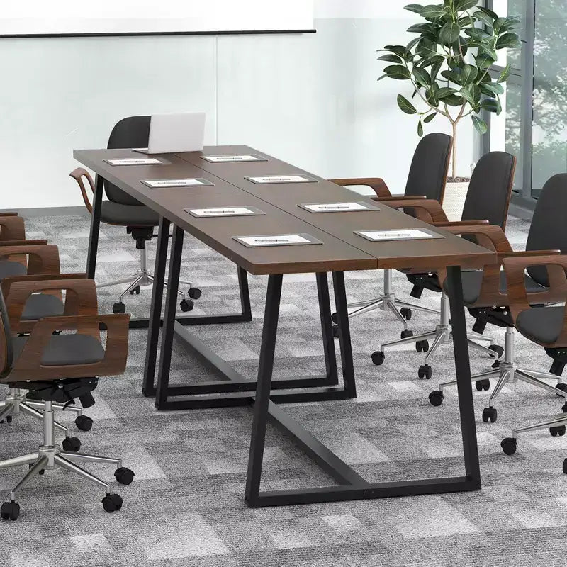 63 Large Dining Table for 4-6 People with Heavy-duty Metal Frame Modern Black/Coffee