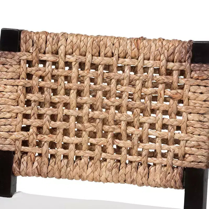 bali & pari Alise Modern Bohemian Dark Brown Mahogany Wood and Seagrass Counter Stool