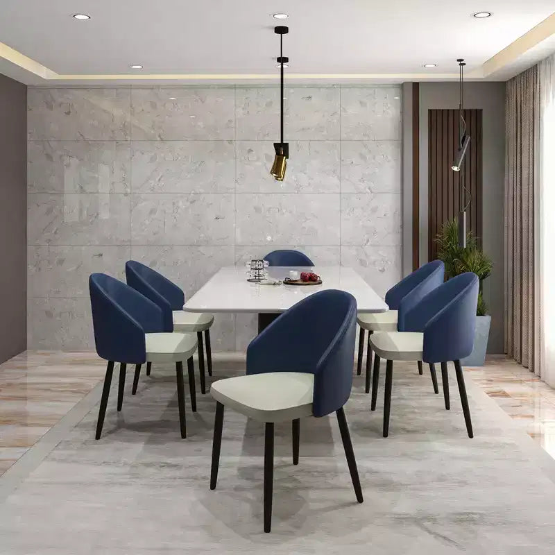 Modern Upholstered Chair Curved Back, Black Solid Wood Legs, Stylish Comfortable Side Chair for Dining, Kitchen & Living