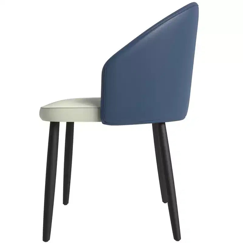 Modern Upholstered Chair Curved Back, Black Solid Wood Legs, Stylish Comfortable Side Chair for Dining, Kitchen & Living