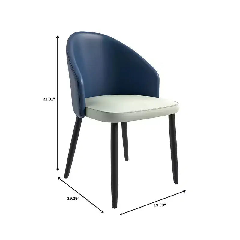 Modern Upholstered Chair Curved Back, Black Solid Wood Legs, Stylish Comfortable Side Chair for Dining, Kitchen & Living
