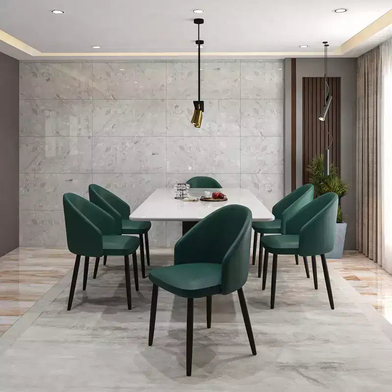 Modern Upholstered Chair Curved Back, Black Solid Wood Legs, Stylish Comfortable Side Chair for Dining, Kitchen & Living
