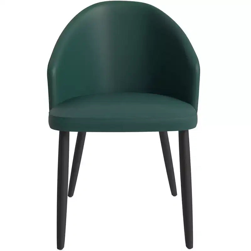 Modern Upholstered Chair Curved Back, Black Solid Wood Legs, Stylish Comfortable Side Chair for Dining, Kitchen & Living