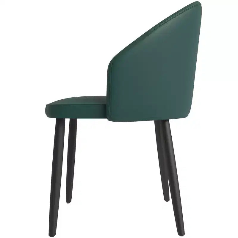 Modern Upholstered Chair Curved Back, Black Solid Wood Legs, Stylish Comfortable Side Chair for Dining, Kitchen & Living