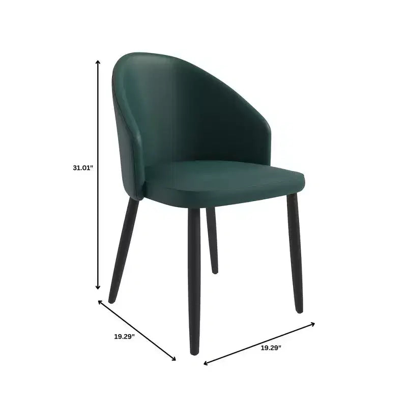 Modern Upholstered Chair Curved Back, Black Solid Wood Legs, Stylish Comfortable Side Chair for Dining, Kitchen & Living