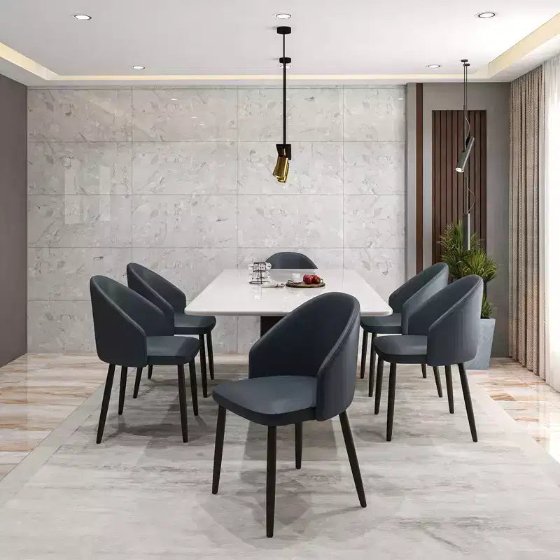 Modern Upholstered Chair Curved Back, Black Solid Wood Legs, Stylish Comfortable Side Chair for Dining, Kitchen & Living