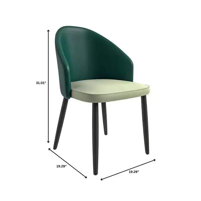 Modern Upholstered Chair Curved Back, Black Solid Wood Legs, Stylish Comfortable Side Chair for Dining, Kitchen & Living