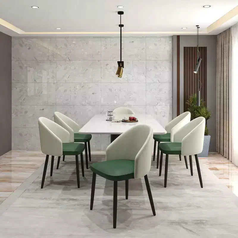Modern Upholstered Chair Curved Back, Black Solid Wood Legs, Stylish Comfortable Side Chair for Dining, Kitchen & Living