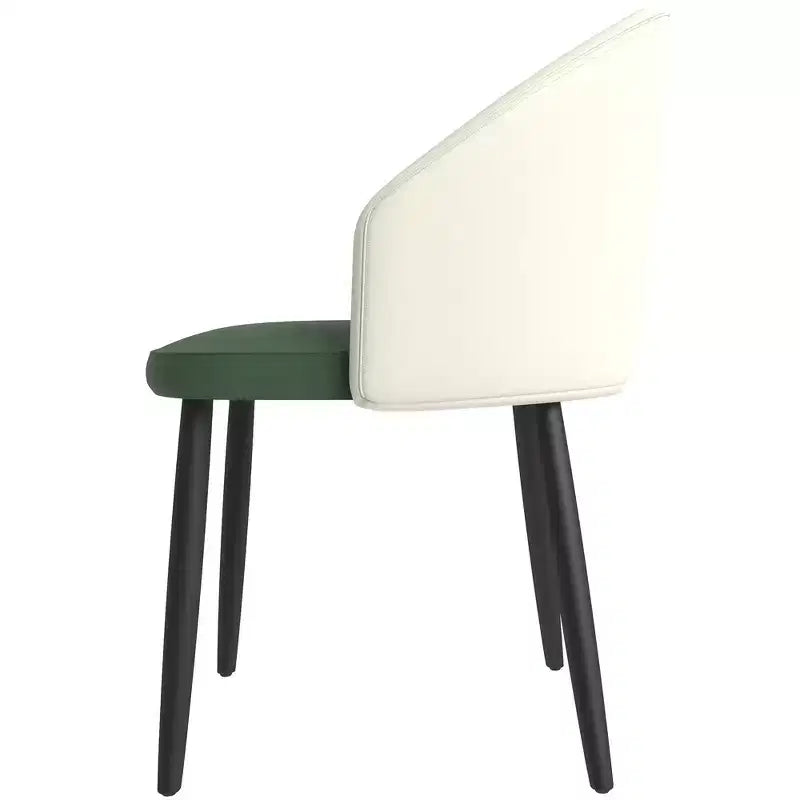 Modern Upholstered Chair Curved Back, Black Solid Wood Legs, Stylish Comfortable Side Chair for Dining, Kitchen & Living