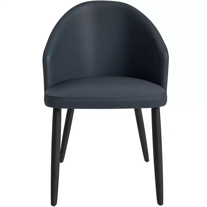 Modern Upholstered Chair Curved Back, Black Solid Wood Legs, Stylish Comfortable Side Chair for Dining, Kitchen & Living