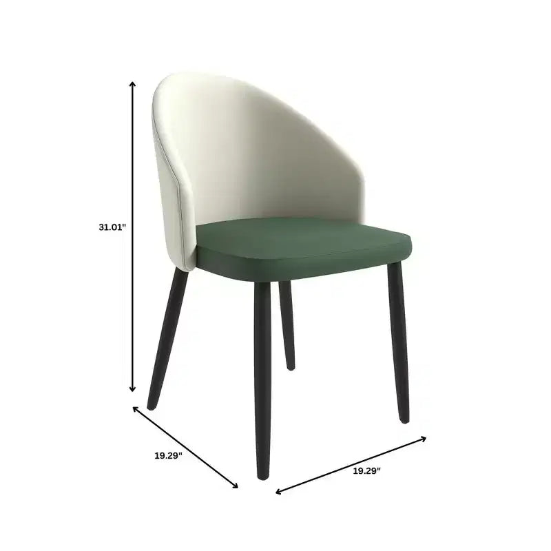 Modern Upholstered Chair Curved Back, Black Solid Wood Legs, Stylish Comfortable Side Chair for Dining, Kitchen & Living
