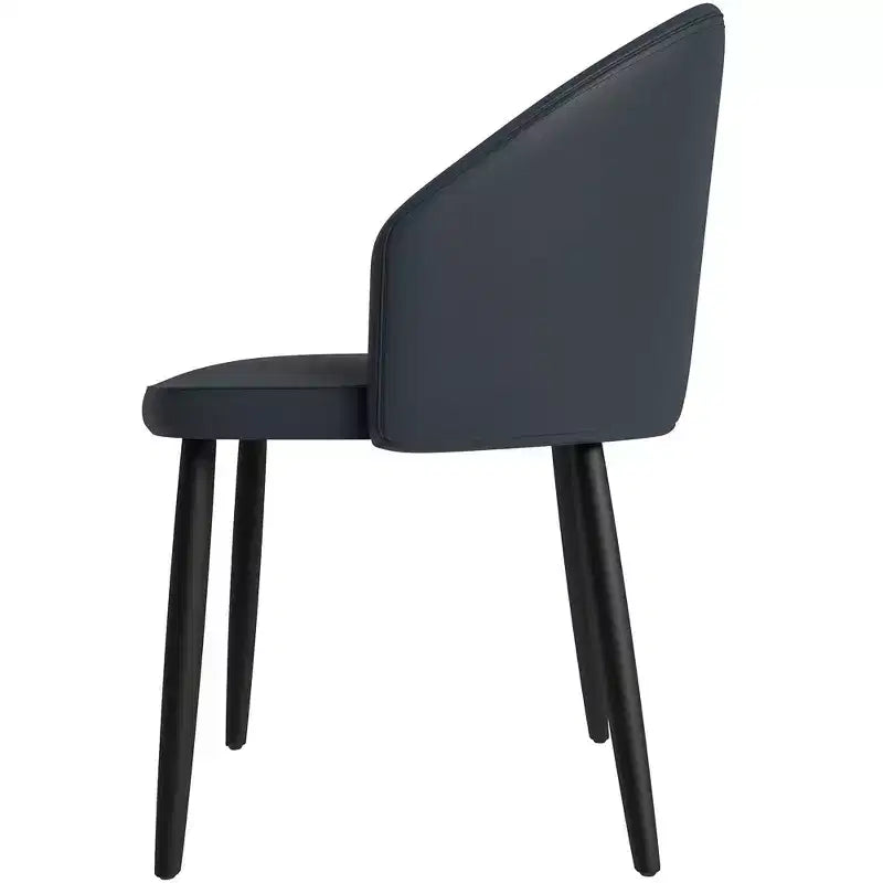 Modern Upholstered Chair Curved Back, Black Solid Wood Legs, Stylish Comfortable Side Chair for Dining, Kitchen & Living