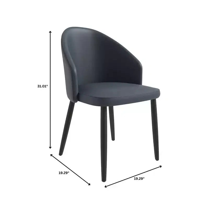 Modern Upholstered Chair Curved Back, Black Solid Wood Legs, Stylish Comfortable Side Chair for Dining, Kitchen & Living